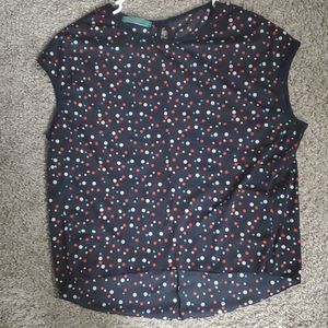 Blue blouse with multi-color polka dots!